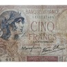 . @PVP NUEVO 150€@ FRANCIA 5 FRANCOS 1940 PESCADOR y BARCO VIOLET Pick 83.A BILLETE MUY CIRCULADO France
