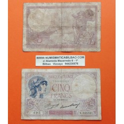. @PVP NUEVO 150€@ FRANCIA 5 FRANCOS 1933 PESCADOR y BARCO VIOLET Pick 72.E BILLETE MUY CIRCULADO France