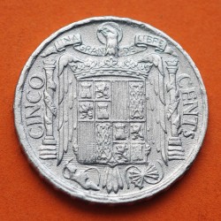 @RARA@ ESPAÑA 5 CENTIMOS 1953 JINETE IBERICO KM.765 MONEDA DE ALUMINO EBC- Estado Español FRANCO Spain R/3