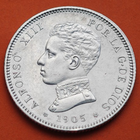 ESPAÑA Rey ALFONSO XIII 2 PESETAS 1905 * 19 05 SMV KM.725 MONEDA DE PLATA MBC+ Spain silver coin R/3