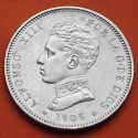 ESPAÑA Rey ALFONSO XIII 2 PESETAS 1905 * 19 05 SMV KM.725 MONEDA DE PLATA MBC+ Spain silver coin R/3