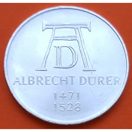 ALEMANIA 5 MARCOS 1971 D ALBERTO DURERO KM.129 MONEDA DE PLATA EBC Germany 5 Marks silver ALBRECHT DURER