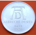 ALEMANIA 5 MARCOS 1971 D ALBERTO DURERO KM.129 MONEDA DE PLATA EBC Germany 5 Marks silver ALBRECHT DURER