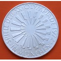 ALEMANIA 10 MARCOS 1972 G ANAGRAMA CIRCULAR OLIMPIADA DE MUNICH Leyenda IN MUNCHEN KM.130 MONEDA DE PLATA SC- Germany 10 Marks