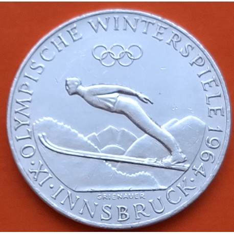 AUSTRIA 50 SCHILLINGS 1964 SALTO ALPINO OLIMPIADA INSBRUCK KM.2895 MONEDA DE PLATA EBC- Österreich silver