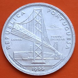 PORTUGAL 20 ESCUDOS 1966 PUENTE SALAZAR ESCUDO PAIS KM.592 MONEDA DE PLATA SC- Silver
