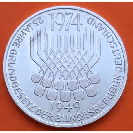 ALEMANIA 5 MARCOS 1974 F LEY CONSTITUCIONAL KM.138 MONEDA DE PLATA EBC/SC- Germany silver BRD