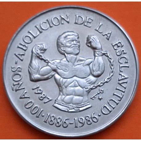 CUBA 1 PESO 1987 ESCLAVITUD 100 AÑOS DE LA ABOLICION 1886-1986 KM.167 MONEDA DE NICKEL @TIRADA 2.000@ SC- Caribe coin