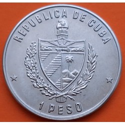 CUBA 1 PESO 1982 GANADO VACUNO ALIMENTO PARA TODOS KM.95 MONEDA DE NICKEL SC- Caribe coin