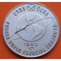 CUBA 1 PESO 1980 PRIMER VUELO ESPACIAL CONJUNTO URSS KM.194 MONEDA DE NICKEL SC- Caribe RUSIA