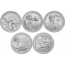. 5 monedas x ESTADOS UNIDOS 25 CENTAVOS 2022 D (DENVER) Serie AMERICAN WOMEN QUARTERS NICKEL SC USA