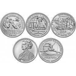 . 5 monedas x ESTADOS UNIDOS 25 CENTAVOS 2023 P (PHILADELPHIA) Serie AMERICAN WOMEN QUARTERS NICKEL SC USA
