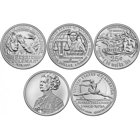 . 5 monedas x ESTADOS UNIDOS 25 CENTAVOS 2023 P (PHILADELPHIA) Serie AMERICAN WOMEN QUARTERS NICKEL SC USA