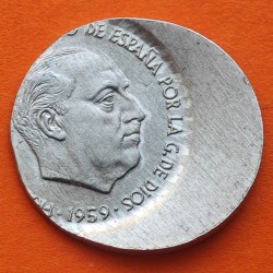 . @GRAN ERROR ACUÑACION DESPLAZADA@ ESPAÑA 10 CENTIMOS 1959 FRANCISCO FRANCO ESTADO ESPAÑOL MONEDA DE ALUMINIO SC