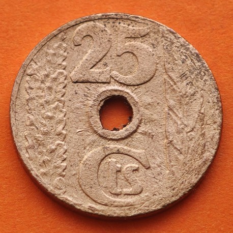 . 1 moneda NUEVA + FLOJA ACUÑACIÓN x España 25 CENTIMOS 1938 LIBRO y CADENAS República Española KM.757 MONEDA DE COBRE SC- R/1