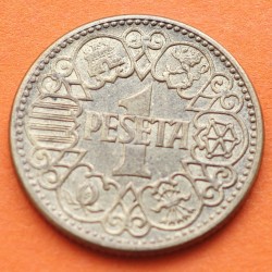 ESPAÑA 1 PESETA 1944 AGUILA FRANQUISTA KM.767 MONEDA DE LATON EBC- ESTADO ESPAÑOL FRANCISCO FRANCO R/1