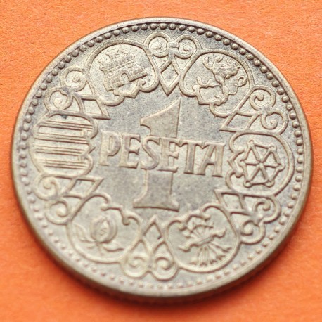 ESPAÑA 1 PESETA 1944 AGUILA FRANQUISTA KM.767 MONEDA DE LATON EBC- ESTADO ESPAÑOL FRANCISCO FRANCO R/1