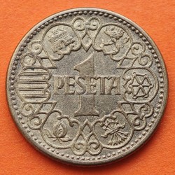 ESPAÑA 1 PESETA 1944 AGUILA FRANQUISTA KM.767 MONEDA DE LATON EBC- ESTADO ESPAÑOL FRANCISCO FRANCO R/1