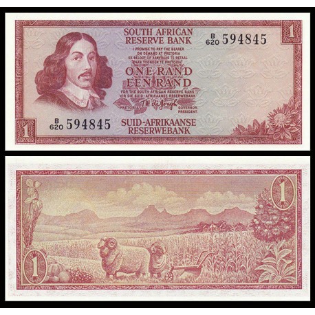 SUDAFRICA 1 RAND 1973 J.VAN RIEBEECK y OVEJAS Pick 115 BILLETE SC South Africa