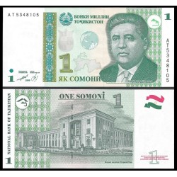 TAYIKISTAN 1 SOMONI 1999 PALACIO DEL GOBIERNO Pick 14A BILLETE SC Tajikistan UNC BANKNOTE