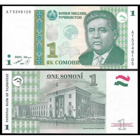 TAYIKISTAN 1 SOMONI 1999 PALACIO DEL GOBIERNO Pick 14A BILLETE SC Tajikistan UNC BANKNOTE