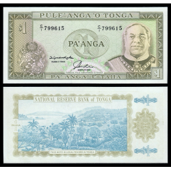TONGA 1 PAANGA 1992 REY CONDECORADO GEORGE TUPOU IV y PAISAJE Pick 25 BILLETE SC 1 Pa'anga UNC BANKNOTE