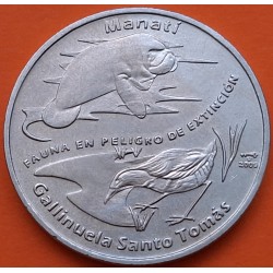 CUBA 1 PESO 2009 MANATÍ y GALLINUELA Animales en Extinción KM.910 MONEDA DE NICKEL SC + IMPERFECIONES