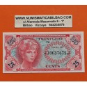 @RARO@ ESTADOS UNIDOS 25 CENTAVOS 1965 DAMA Uso militar en las Bases BILLETE SC MILITARY PAYMENT CERTIFICATE