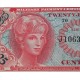 @RARO@ ESTADOS UNIDOS 25 CENTAVOS 1965 DAMA Uso militar en las Bases BILLETE SC MILITARY PAYMENT CERTIFICATE