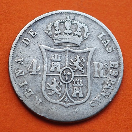 . @RARA@ ESPAÑA Reina ISABEL II 4 REALES 1853 Ceca de MADRID KM.608.2 MONEDA DE PLATA MBC- Spain silver
