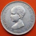 @PRECIOSA@ ESPAÑA 5 PESETAS 1890 * 18 90 PGM REY ALFONSO XIII MONEDA DE PLATA (DURO) KM.689 Spain silver coin R/4