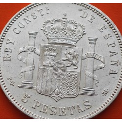 ESPAÑA 5 PESETAS 1892 * 18 92 PGM REY ALFONSO XIII tipo "RIZOS" KM.700 MONEDA DE PLATA (DURO - PRECIOSA) Spain silver R/4
