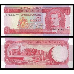 BARBADOS 1 DOLAR 1973 SAMUEL JACKMAN PRESCOD Pick .9A BILLETE SC $1 Dollar UNC BANKNOTE