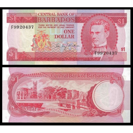 BARBADOS 1 DOLAR 1973 SAMUEL JACKMAN PRESCOD Pick .9A BILLETE SC $1 Dollar UNC BANKNOTE
