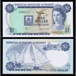 @BAJO Nº DE SERIE 000745@ BERMUDA 1 DOLAR 1984 VELEROS e ISABEL II Pick 28.B.4 BILLETE SC $1 Dollar