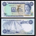 @BAJO Nº DE SERIE 000745@ BERMUDA 1 DOLAR 1984 VELEROS e ISABEL II Pick 28.B.4 BILLETE SC $1 Dollar