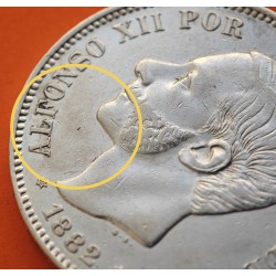 ESPAÑA 5 PESETAS 1882 * 18 82 MSM REY ALFONSO XII KM.688 MONEDA DE PLATA (DURO) Spain silver R/1