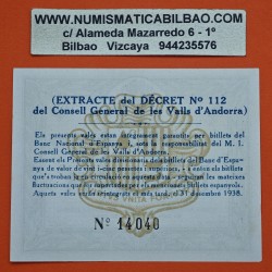 . @RARO@ ANDORRA 1 PESETA 1936 ESCUDO - GUERRA CIVIL Pick 6 BILLETE SC Principado de Andorra 1 Pesseta