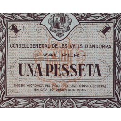 . @RARO@ ANDORRA 1 PESETA 1936 ESCUDO - GUERRA CIVIL Pick 6 BILLETE SC Principado de Andorra 1 Pesseta