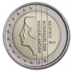 HOLANDA 2 EUROS 2000 REINA BEATRIZ MONEDA BIMETALICA NO CONMEMORATIVA SC The Netherlands 2€ coin