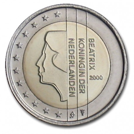 HOLANDA 2 EUROS 2000 REINA BEATRIZ MONEDA BIMETALICA NO CONMEMORATIVA SC The Netherlands 2€ coin