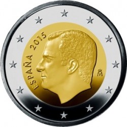 ESPAÑA 2 EUROS 2015 REY FELIPE VI SC MONEDA BIMETALICA NO CONMEMORATIVA Tirada : 400.000 uds.