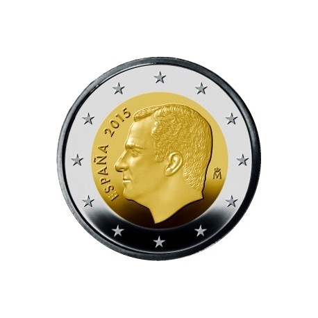 ESPAÑA 2 EUROS 2015 REY FELIPE VI SC MONEDA BIMETALICA NO CONMEMORATIVA Tirada : 400.000 uds.