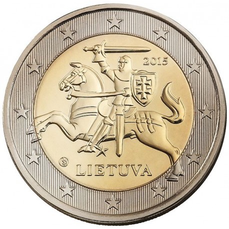 . 1º AÑO DE EMISIÓN x LITUANIA 2 EUROS 2015 CABALLERO MEDIEVAL MONEDA BIMETALICA SC