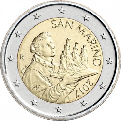 1º AÑO DEL NUEVO DISEÑO x SAN MARINO 2 EUROS 2017 Diseño 2 GIOVAN BATTISTA SC MONEDA DE TIPO NORMAL NO CONMEMORATIVA