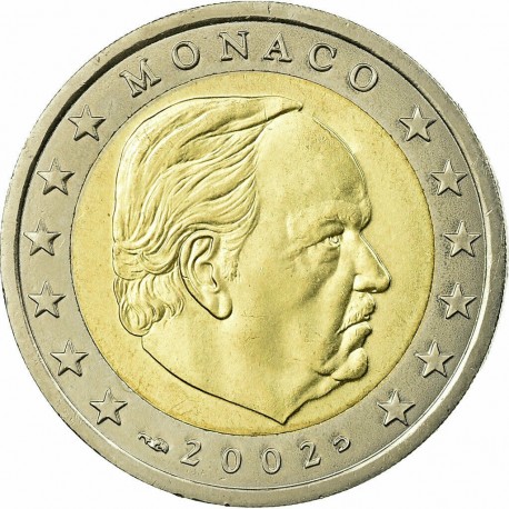 . 1 moneda x @ESCASA@ MONACO 2 EUROS 2002 REY RAINIERO III y PRINCIPE ALBERTO BIMETALICA SC NO CONMEMORATIVA