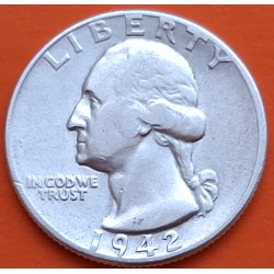 ESTADOS UNIDOS 1/4 DOLAR 1942 P GEORGE WASHINGTON KM.164 MONEDA DE PLATA MBC USA silver Quarter dollar WWII