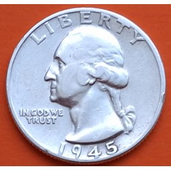 ESTADOS UNIDOS 1/4 DOLAR 1945 P WASHINGTON KM.164 MONEDA DE PLATA MBC USA silver quarter dollar WWII