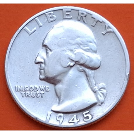 ESTADOS UNIDOS 1/4 DOLAR 1945 P WASHINGTON KM.164 MONEDA DE PLATA MBC USA silver quarter dollar WWII