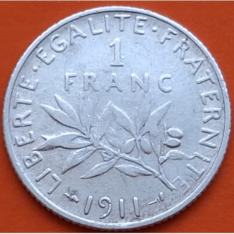 FRANCIA 1 FRANCO 1911 SEMEUSE - SEMBRADORA KM.844.1 PLATA MBC + France 1 Franc silver coin